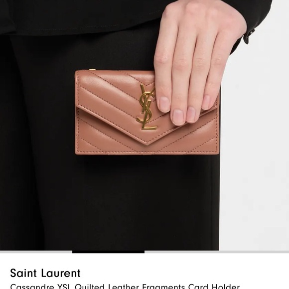 YSL Cassandre Quilted Leather Fragments Card  Holder - Picture 4 of 14